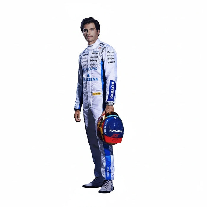 Front view of Carlos Sainz 2026 Williams F1 replica race suit in team colors