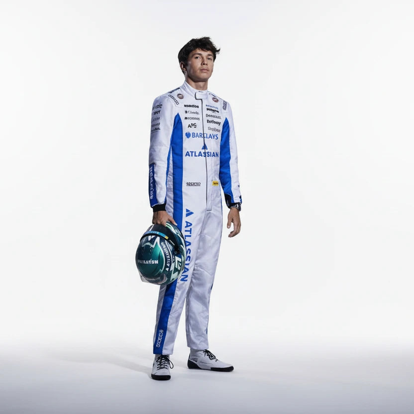 Front view of Alex Albon 2026 Williams F1 replica race suit in team colors