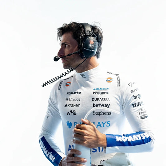 Carlos Sainz 2026 Williams F1 White Compression Shirt - Lycra Base Layer