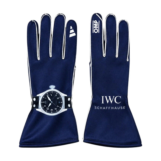 Front view of Mercedes-AMG Petronas F1 replica racing gloves with sublimated team graphics