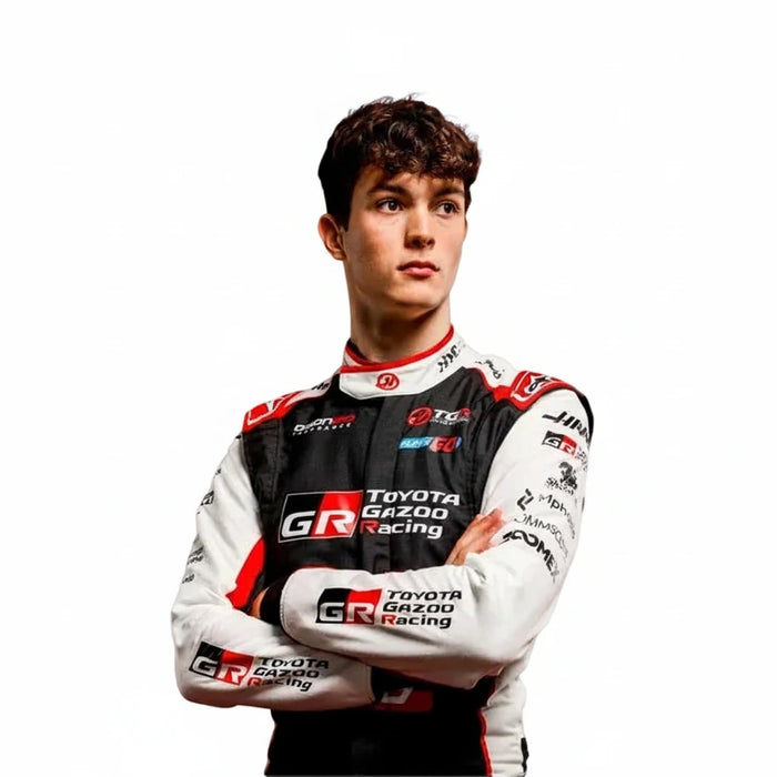Front view of Ollie Bearman 2026 Haas F1 replica race suit in team colors