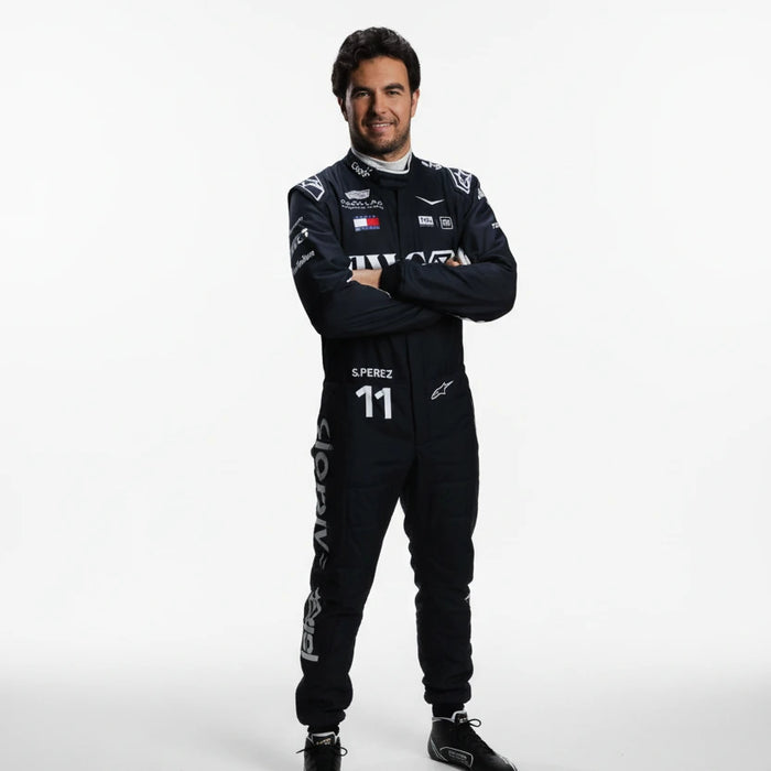 Front view of Sergio Perez 2026 Cadillac F1 replica race suit in team livery