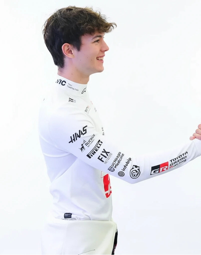 Close-up detail of Esteban Ocon number 31 sublimated printing on Lycra compression shirt