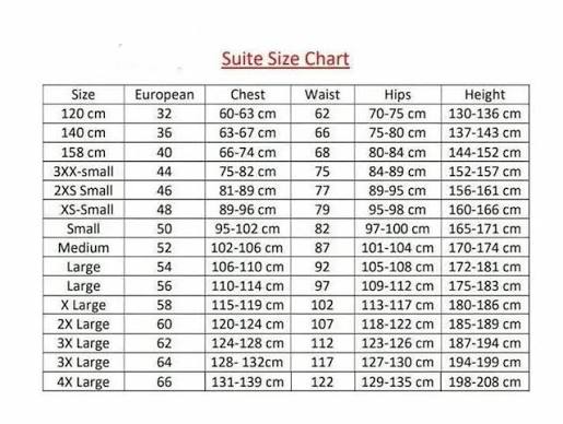f1 suit size chart